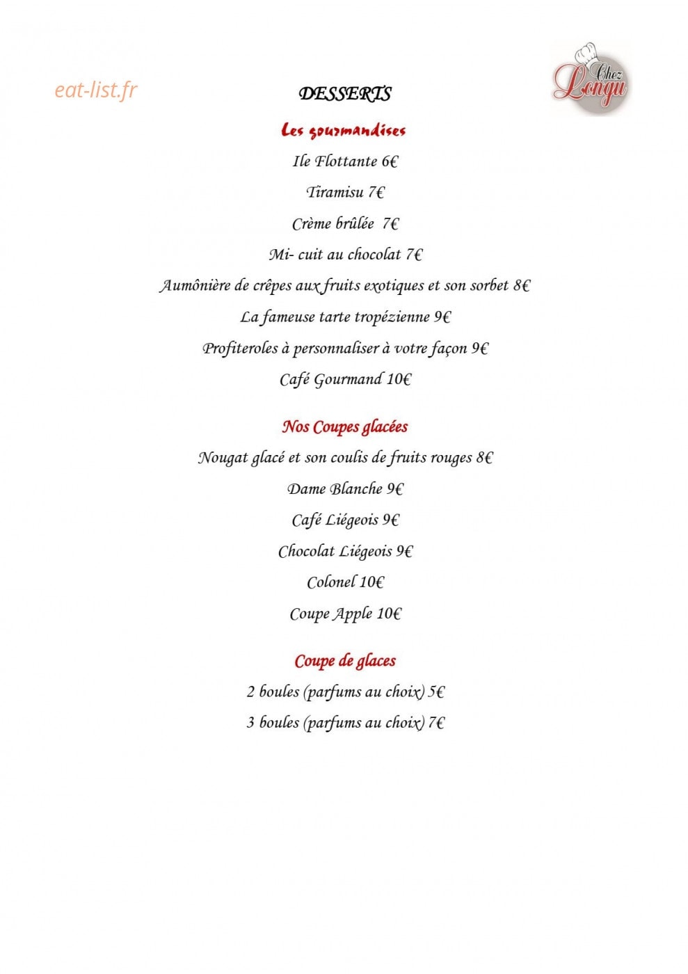 Chez Longu — carte page 6