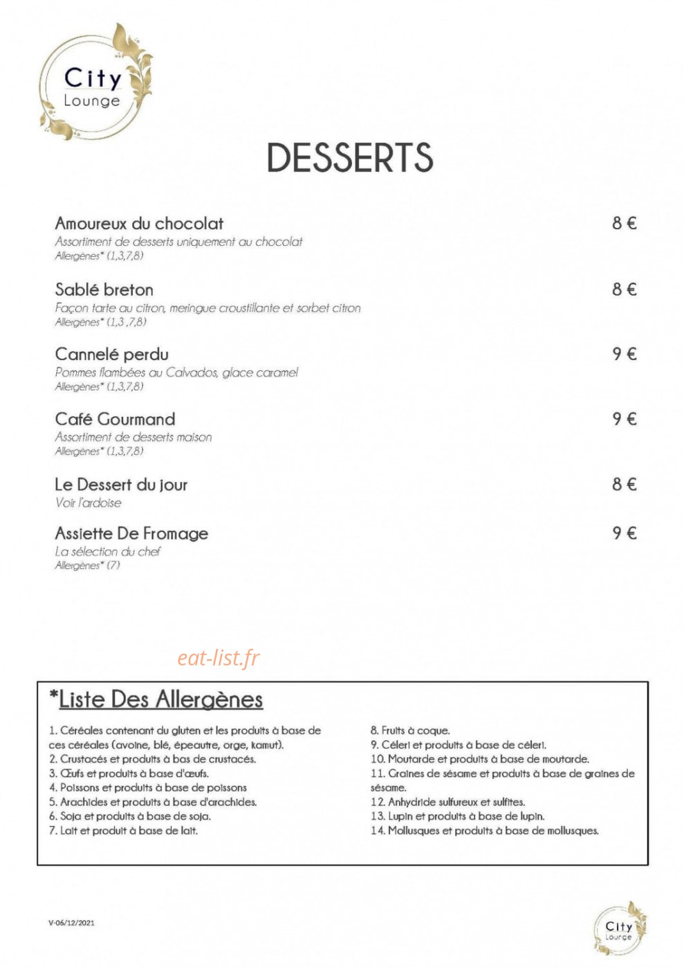 City Lounge — carte page 3