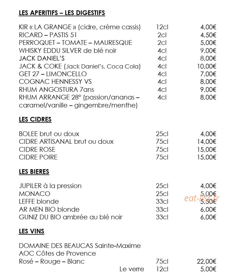 Crêperie La Grange — carte page 5