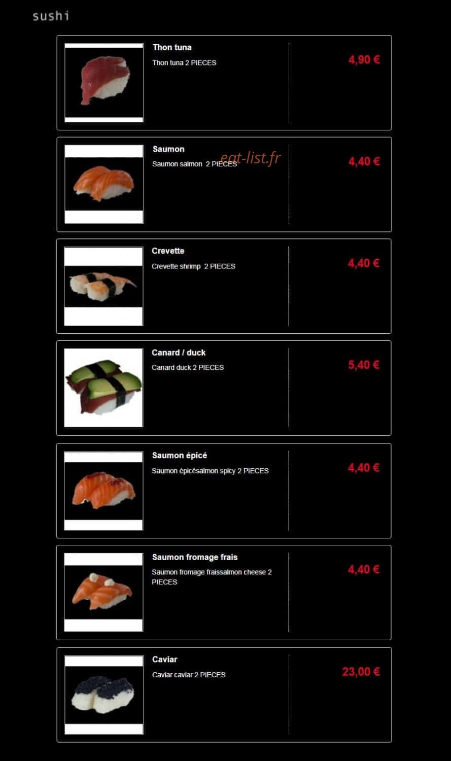 Fuji & Thaï — carte page 15