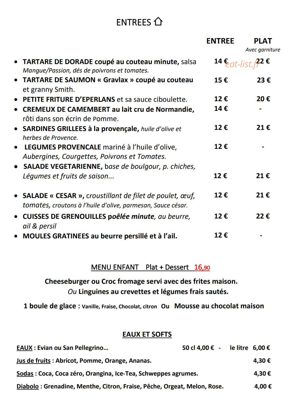 La Cantine — carte page 1