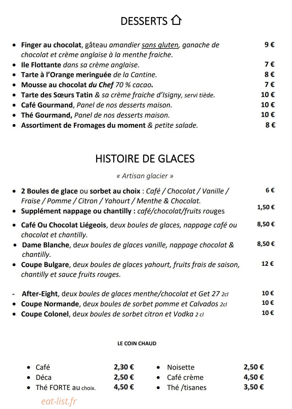 La Cantine — carte page 3
