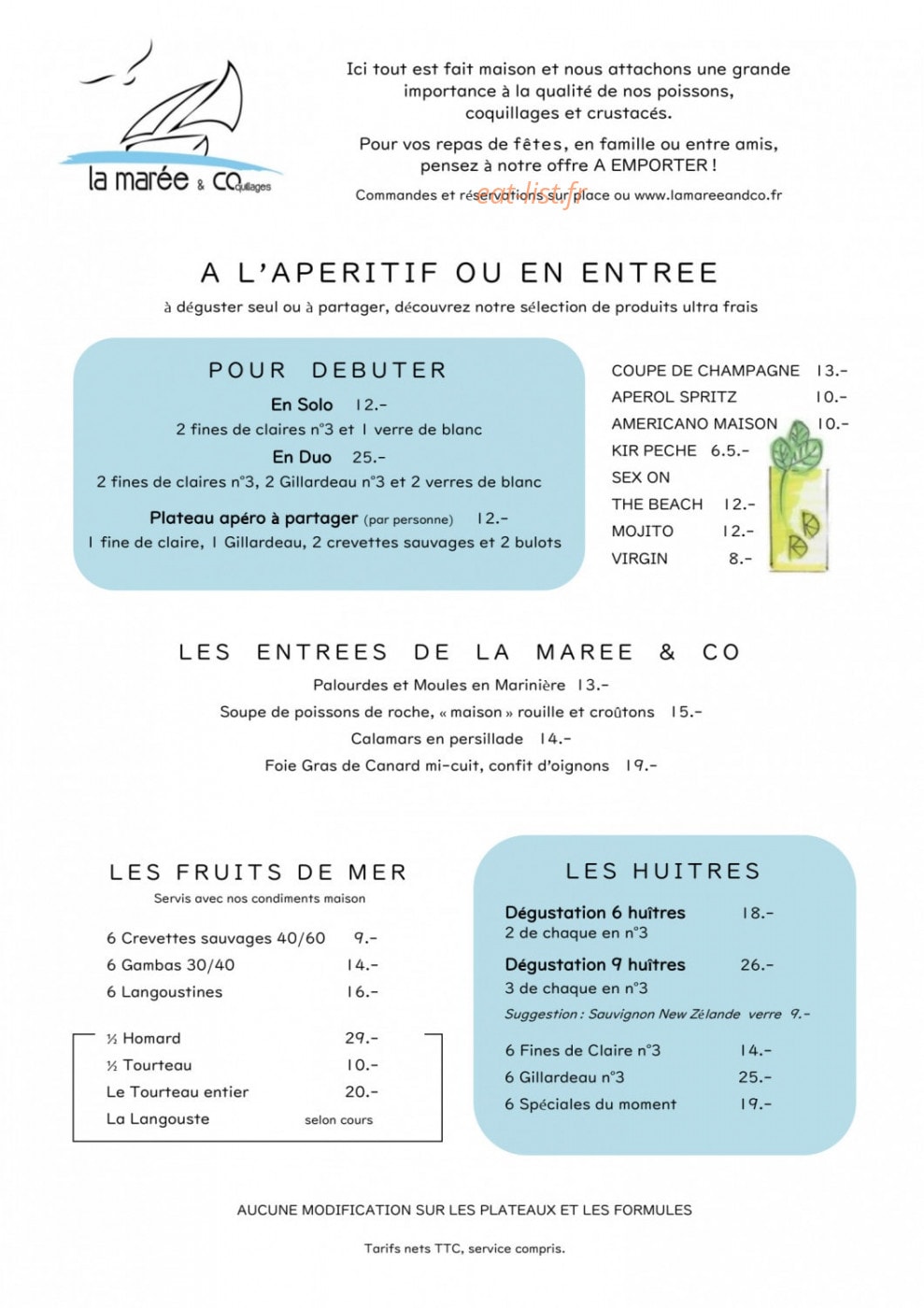 La Marée & Co — carte page 1
