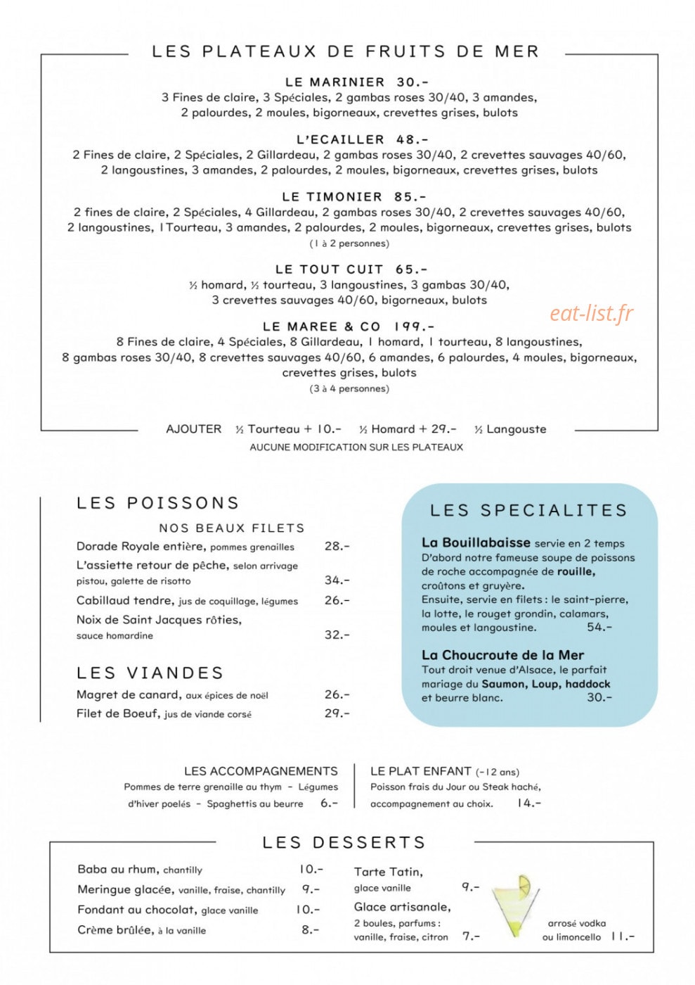 La Marée & Co — carte page 2