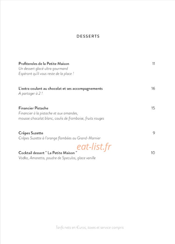La Petite Maison — carte page 2