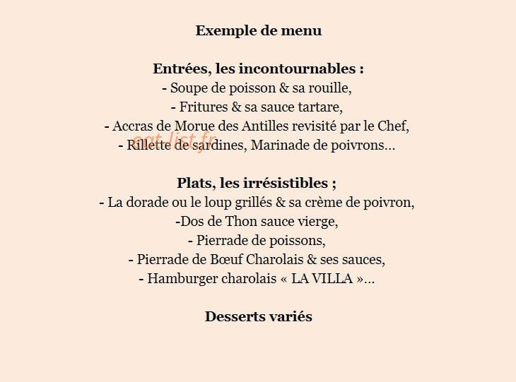 La Villa — carte page 1