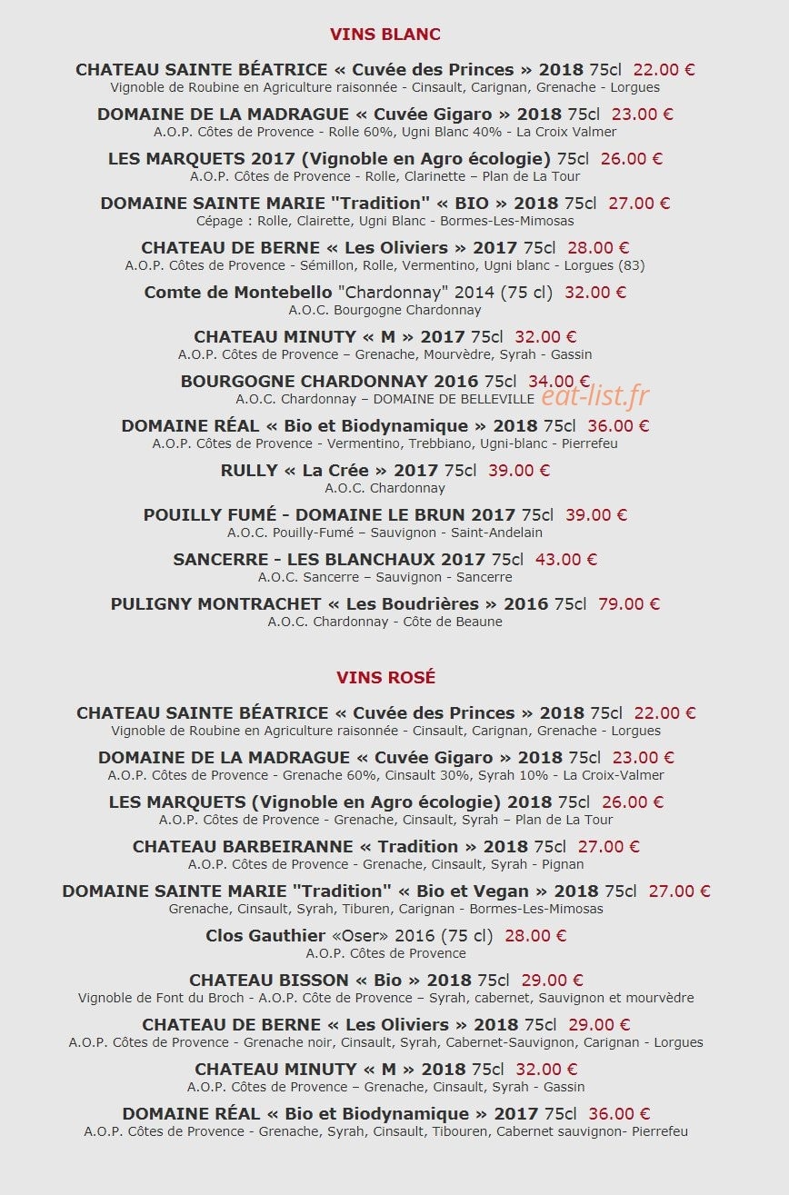 Le Cafe De France — carte page 4