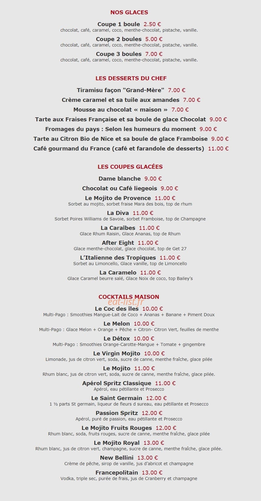 Le Cafe De France — carte page 3