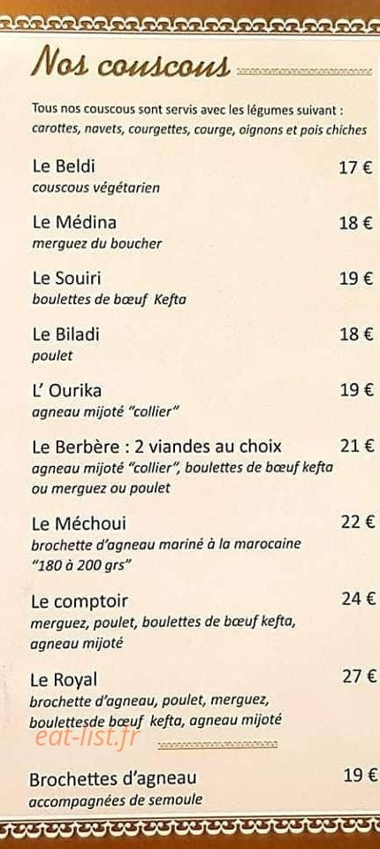 Le Comptoir beldi — carte page 7