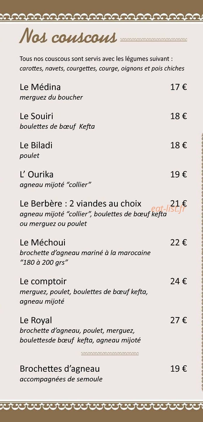 Le Comptoir beldi — carte page 3