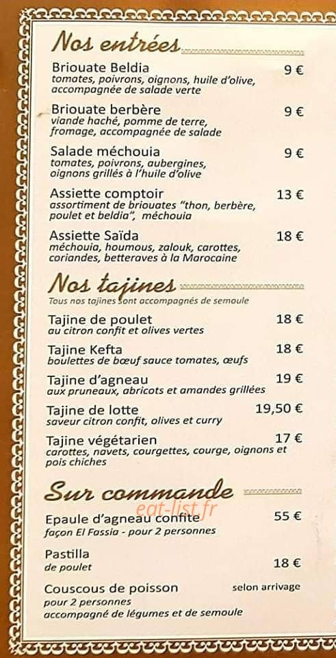 Le Comptoir beldi — carte page 6