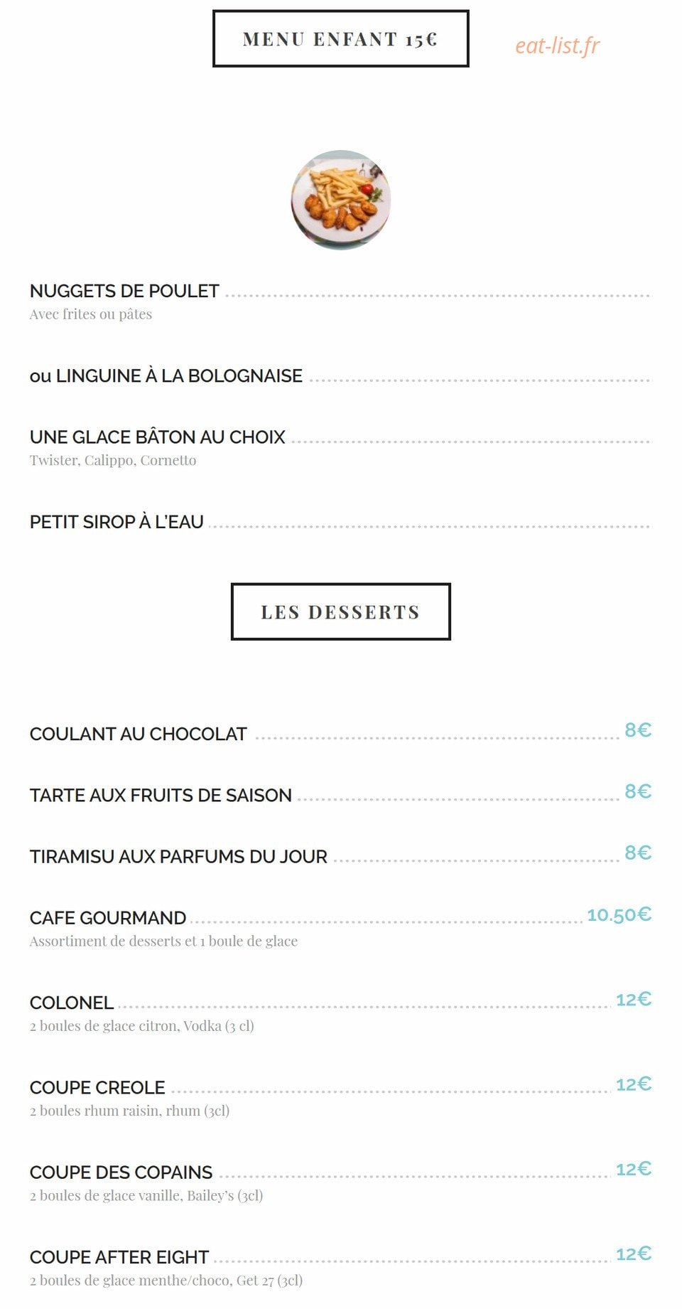 Les Copains d'Abord — carte page 4