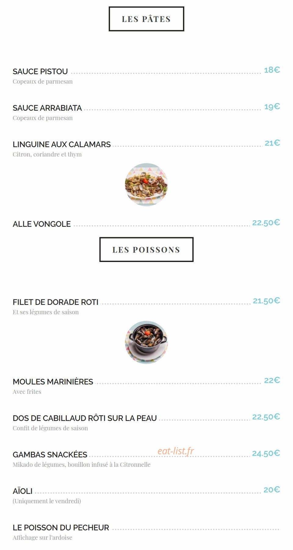 Les Copains d'Abord — carte page 2