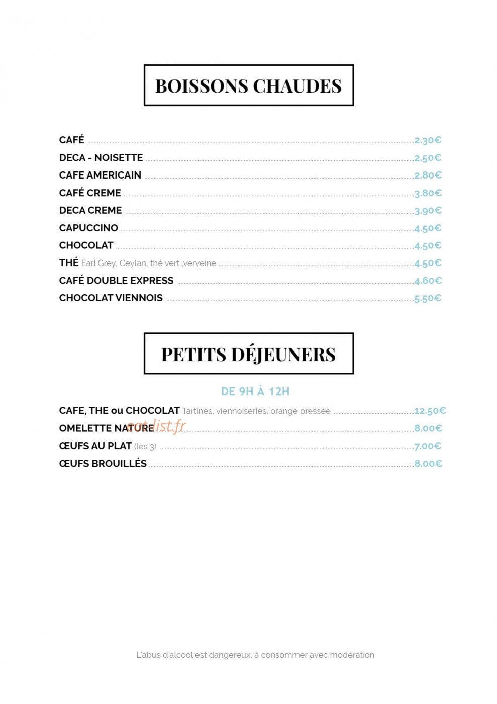 Les Copains d'Abord — carte page 10