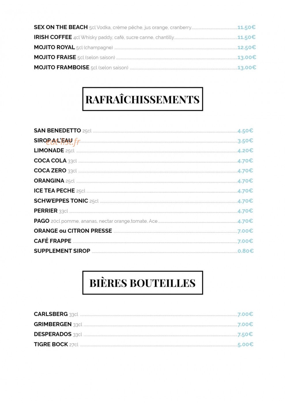 Les Copains d'Abord — carte page 9