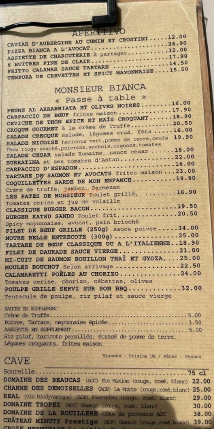 Monsieur Bianca — carte page 1