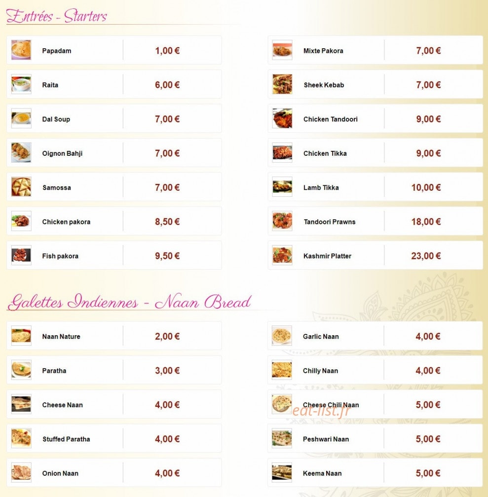 Namaste — carte page 1