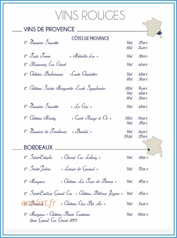 Restaurant l’Amiral — carte page 2