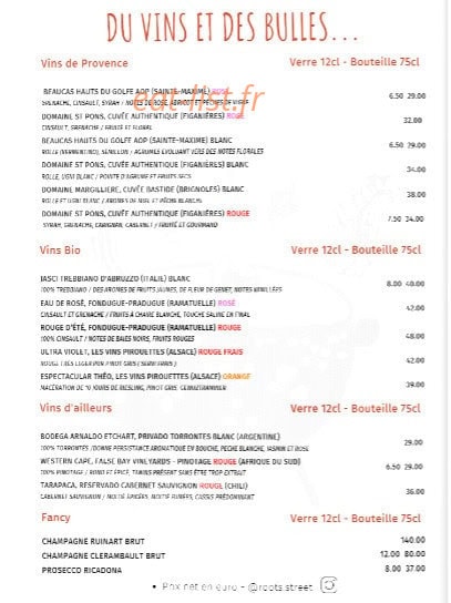 Roots cuisine de rue — carte page 6