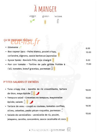 Roots cuisine de rue — carte page 3