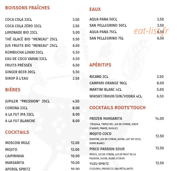 Roots cuisine de rue — carte page 2