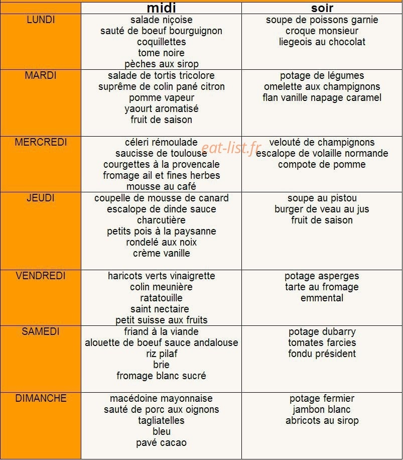 Azur Repas — carte page 1