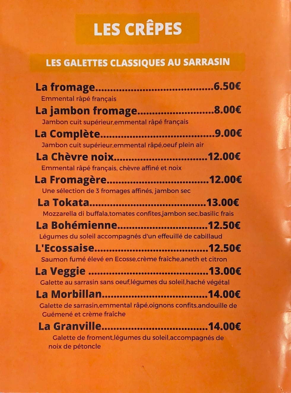Bistro Tokata — carte page 1
