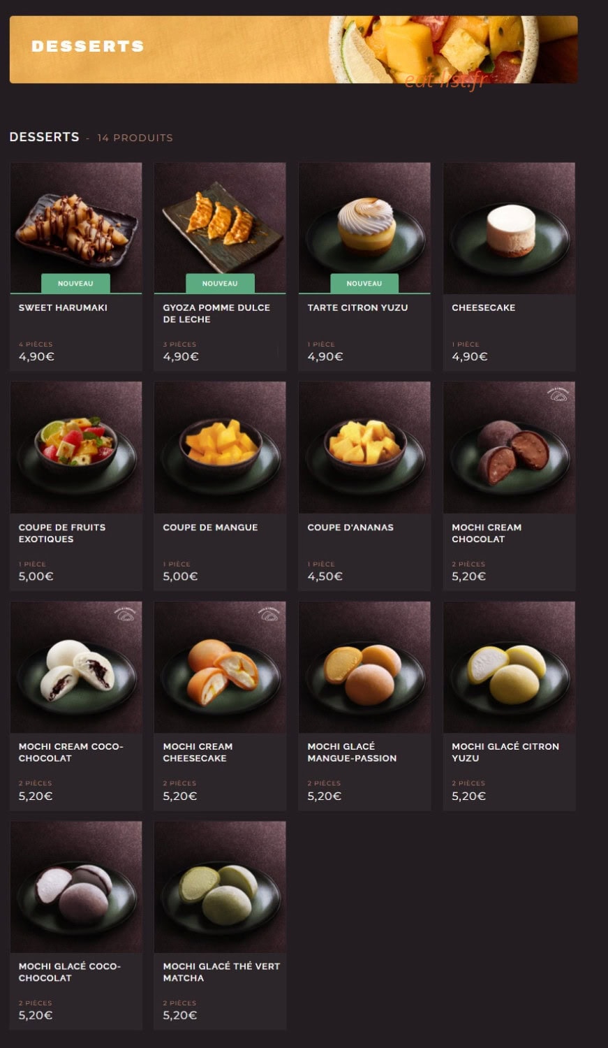 Côté Sushi — carte page 12