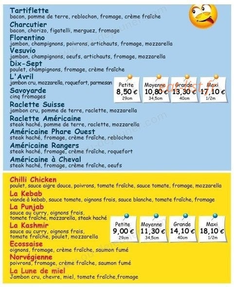 Larry's pizza — carte page 2