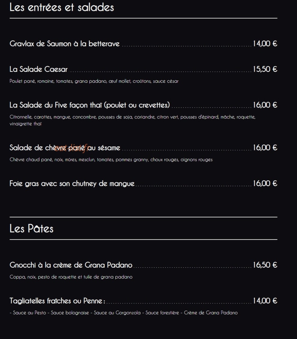 Le Five — carte page 1