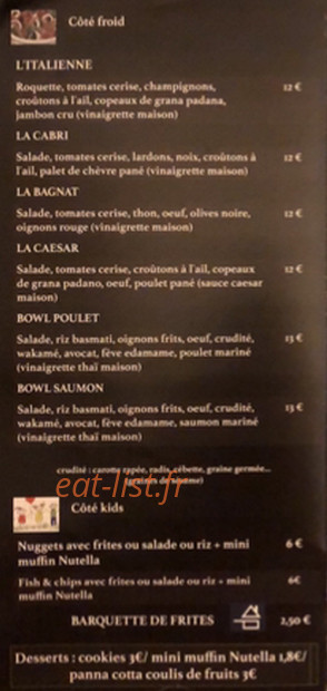 Le meal break — carte page 1
