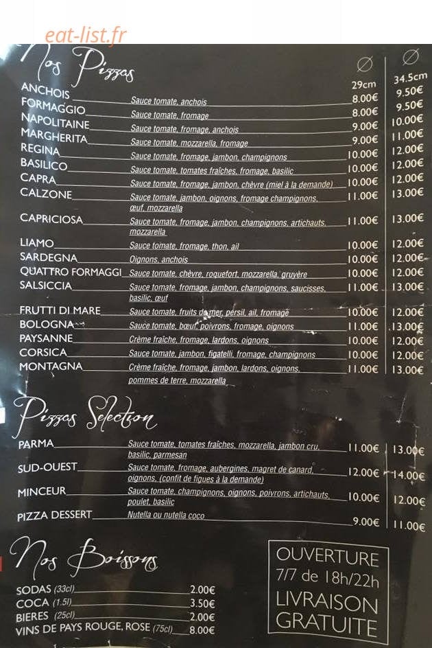 Liamo Pizza — carte page 2