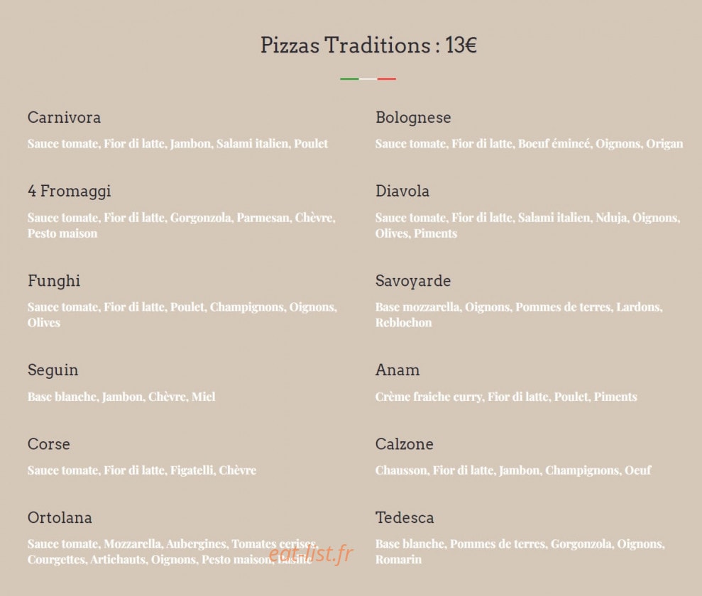 Virgilio Pizza — carte page 2