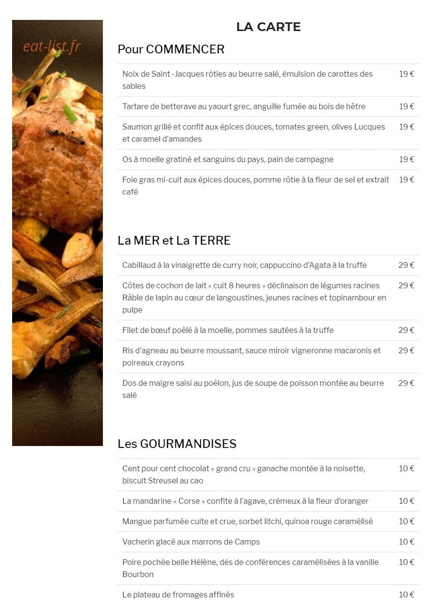 Auberge des tuileries — carte page 4