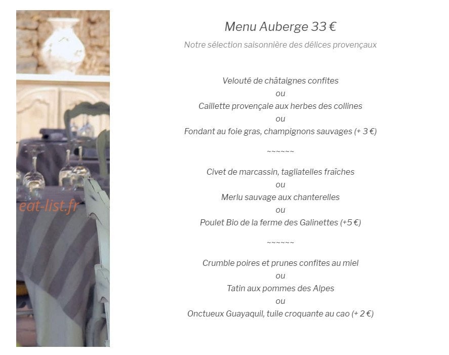 Auberge des tuileries — carte page 2