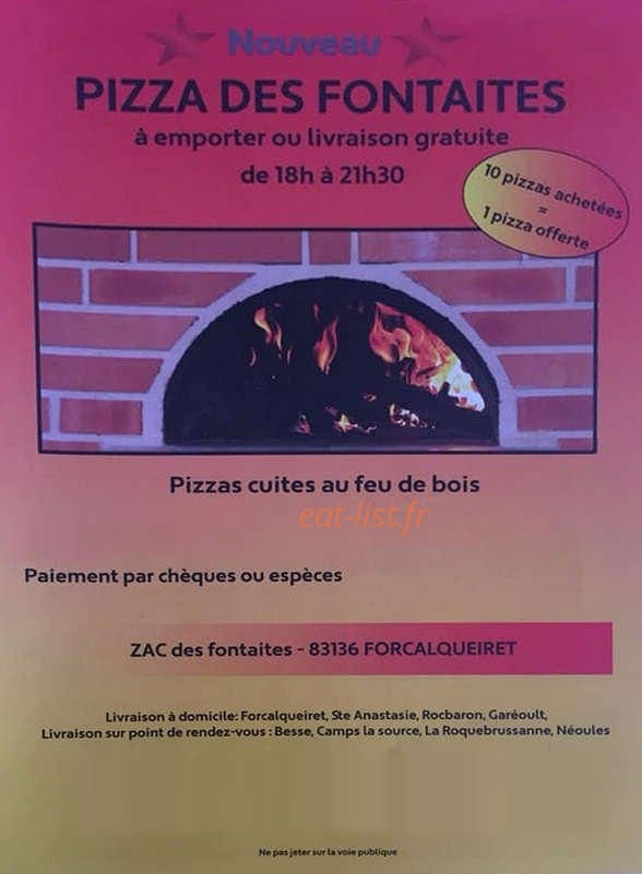 Pizza des fontaites — carte page 1