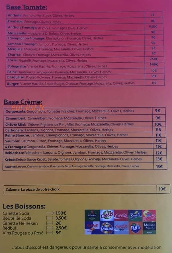 Pizza des fontaites — carte page 2