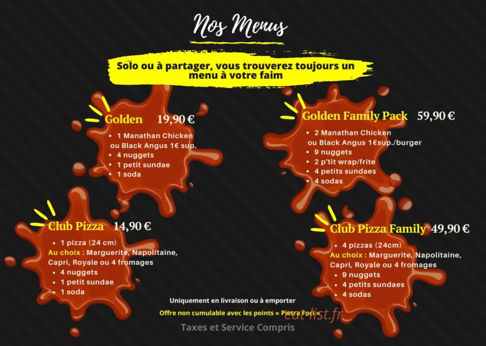 Carte et menu de Pietra Foci Pizza à Gareoult — Menus