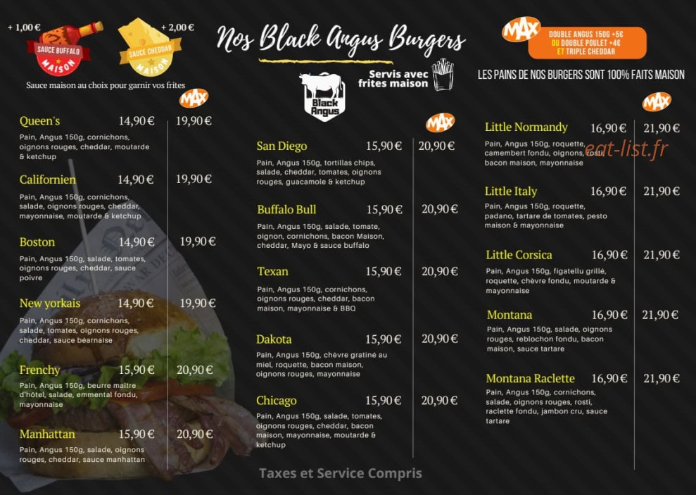 Carte et menu de Pietra Foci Pizza à Gareoult — Black angus burger