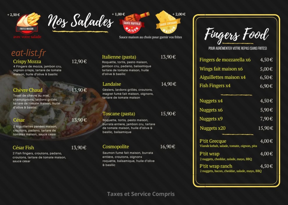 Carte et menu de Pietra Foci Pizza à Gareoult — Salades