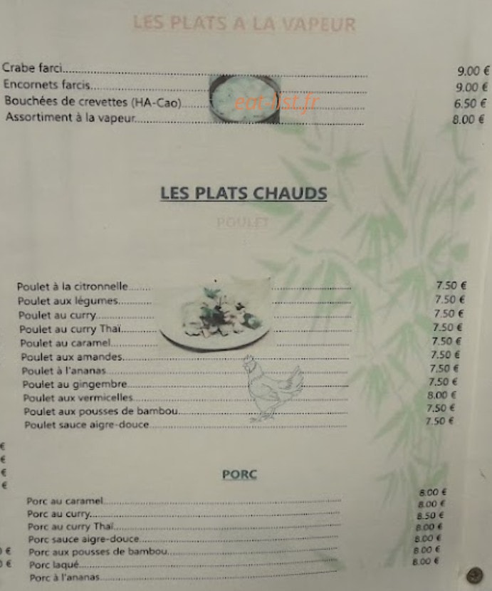 Saveurs d'Asie — carte page 2