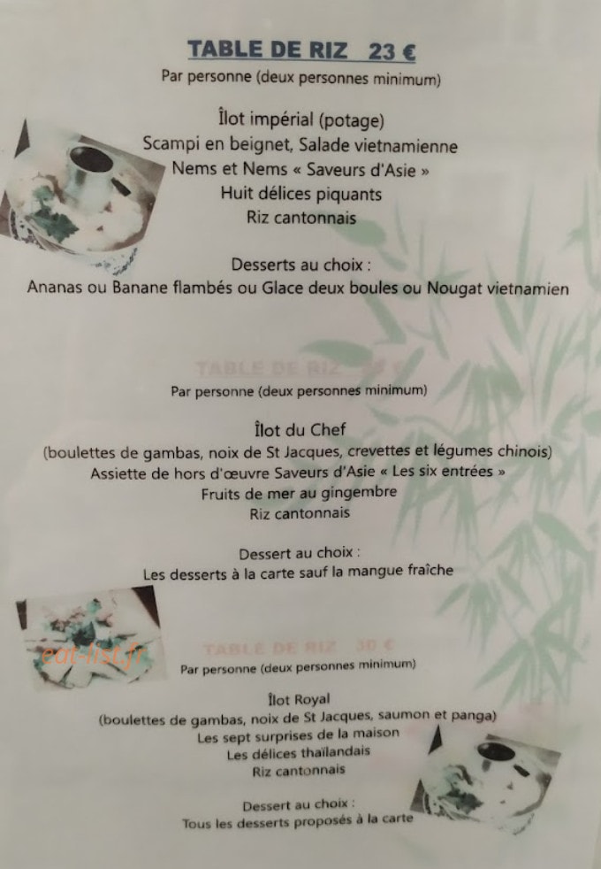 Saveurs d'Asie — carte page 5