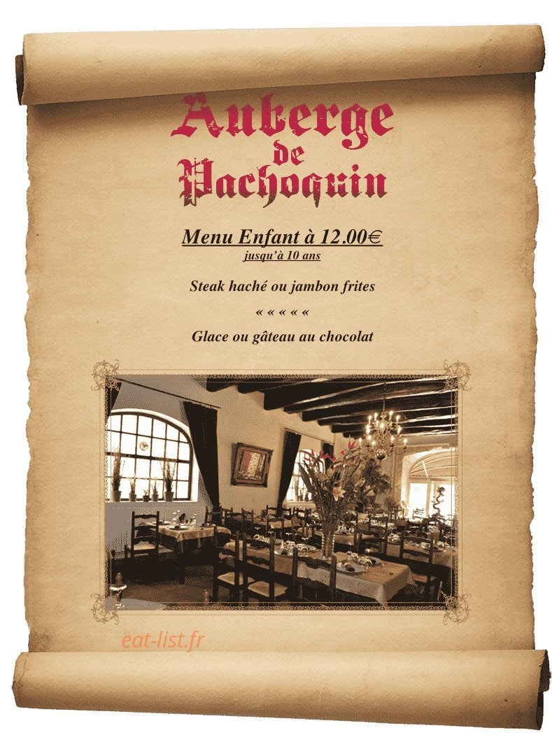 Carte et menu de Auberge de Pachoquin à Meounes les Montrieux — Menu enfant