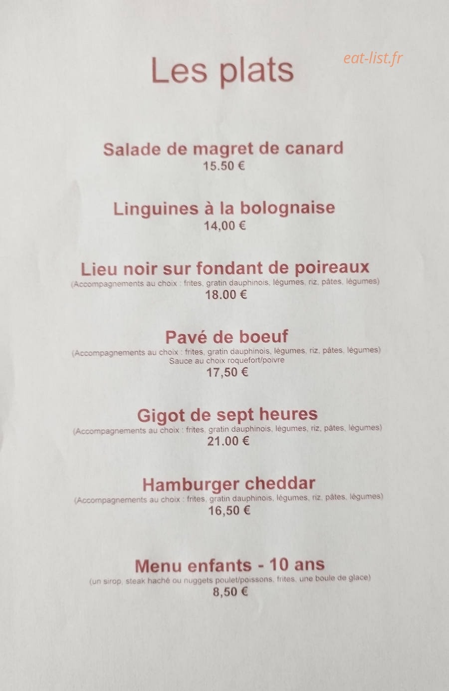 Bar De l'Issole Restaurant — carte page 2