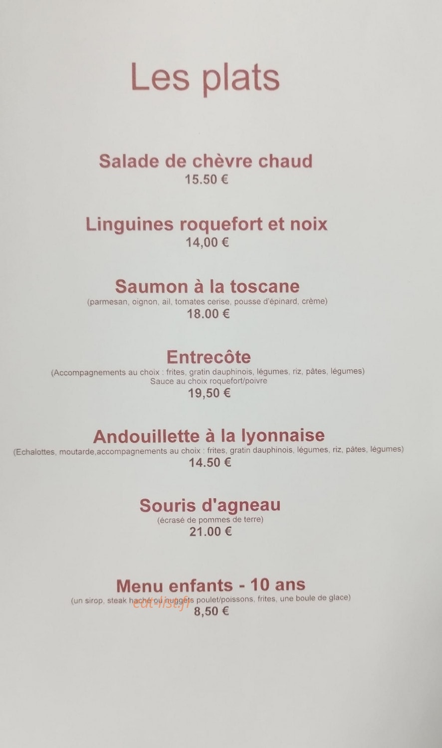 Bar De l'Issole Restaurant — carte page 1