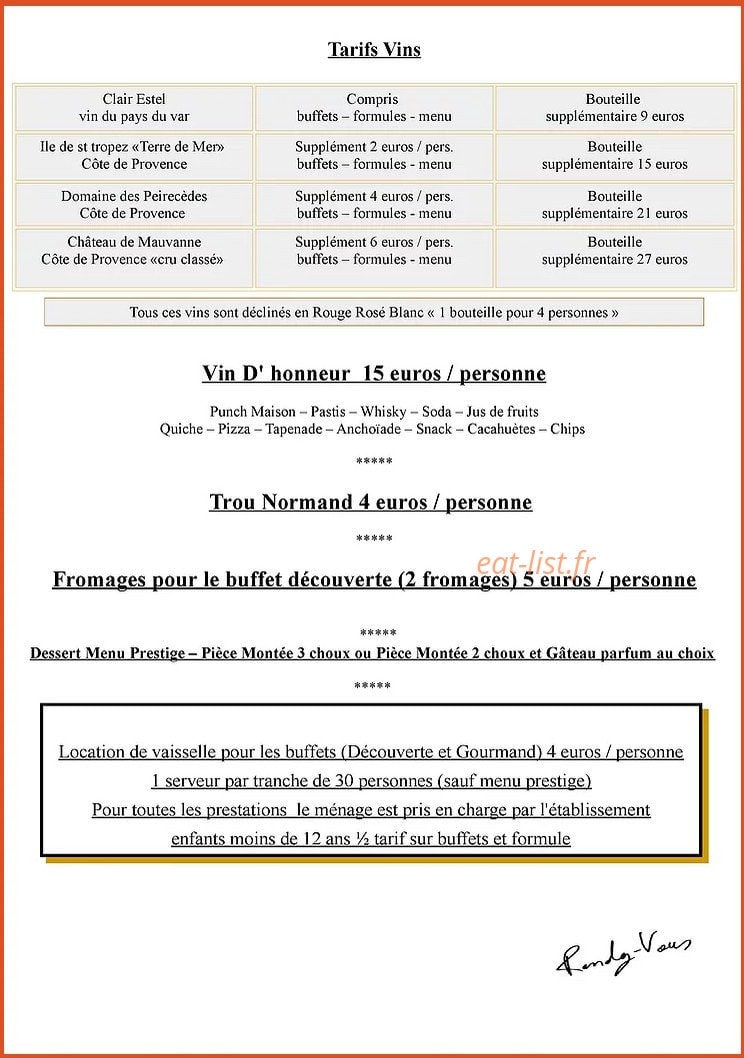 Au Rendez Vous — carte page 3