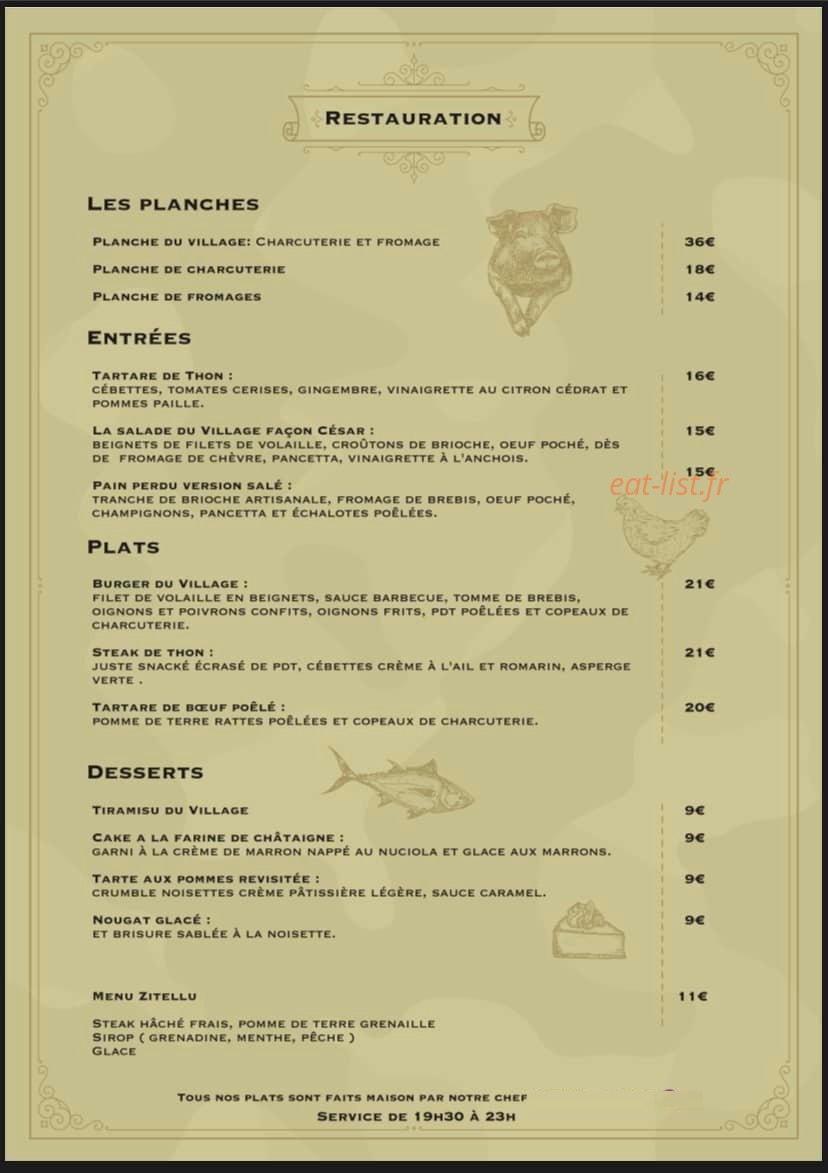 Au Village — carte page 1