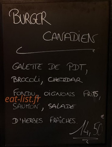 Carte et menu de Brasserie L'Avant Première à Six Fours les Plages — Burger canadien