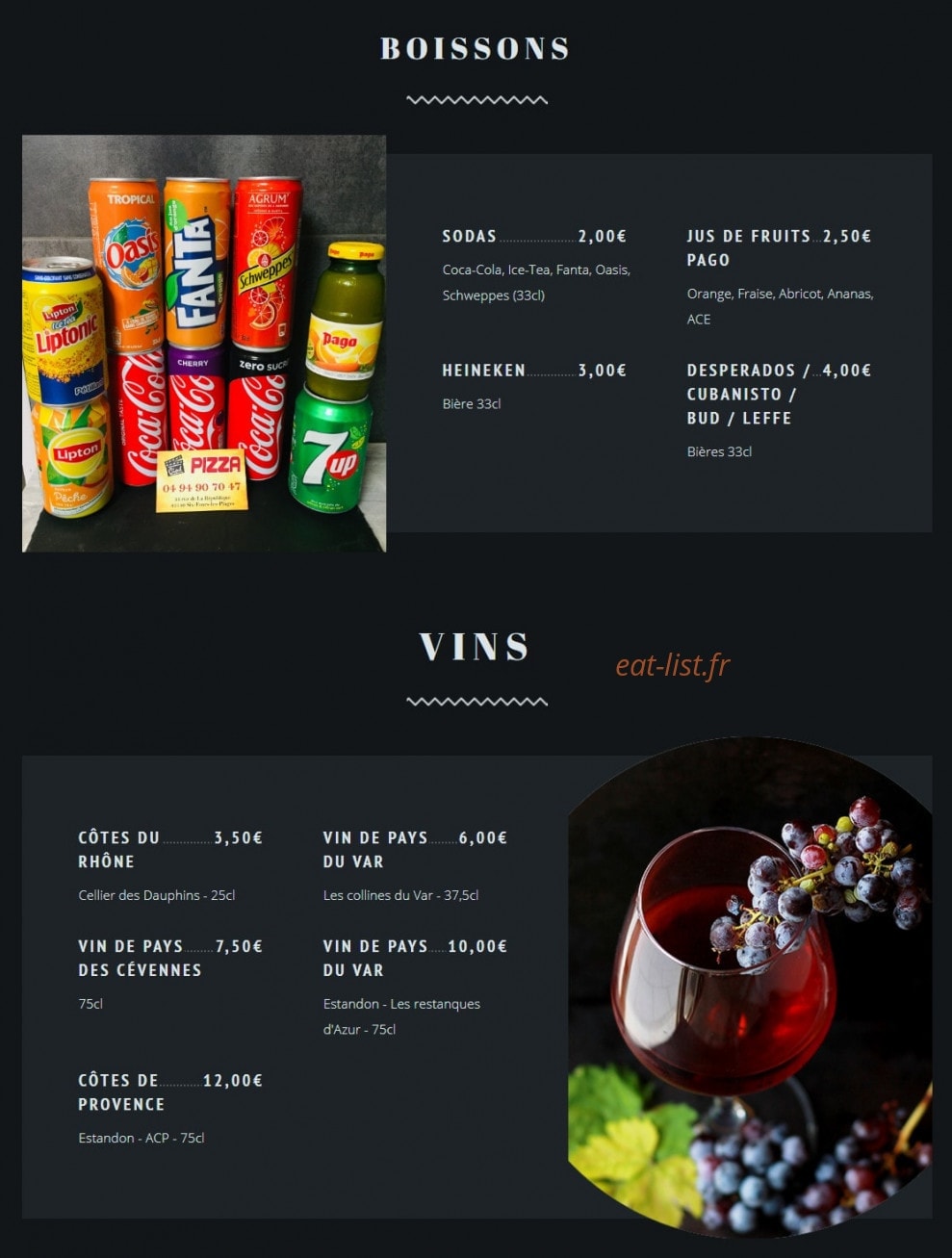Ciné Pizza — carte page 7