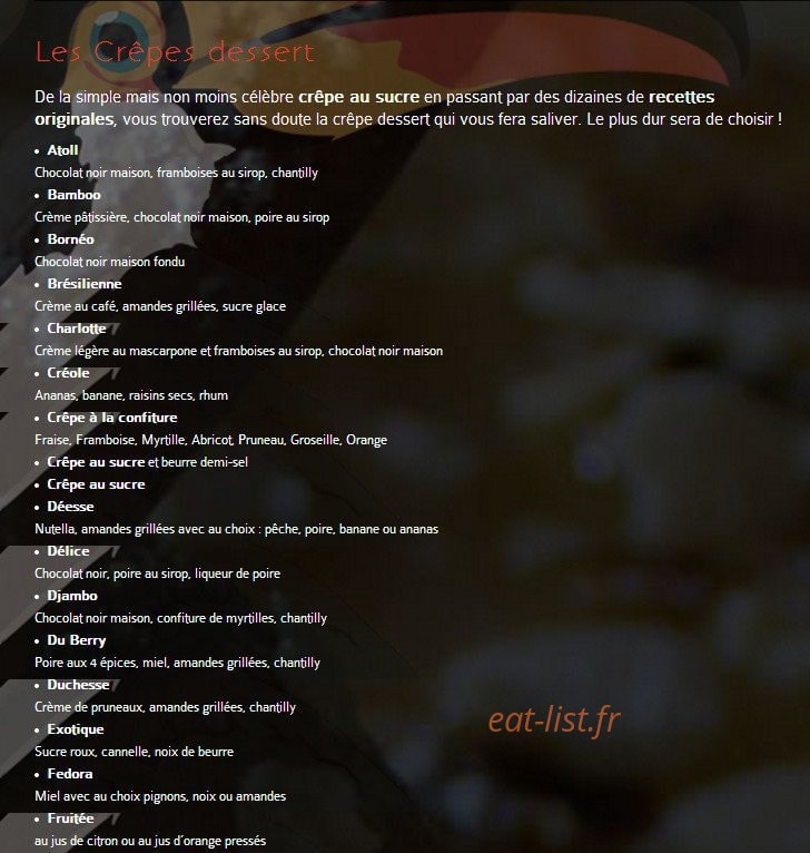 Crêperie des Iles — carte page 7